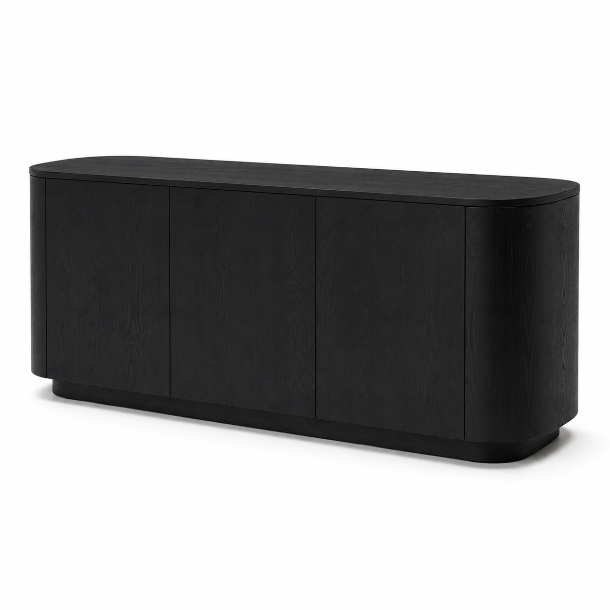 Sideboard Schwarz Eiche 150x40x75 cm mit gerundeter Front