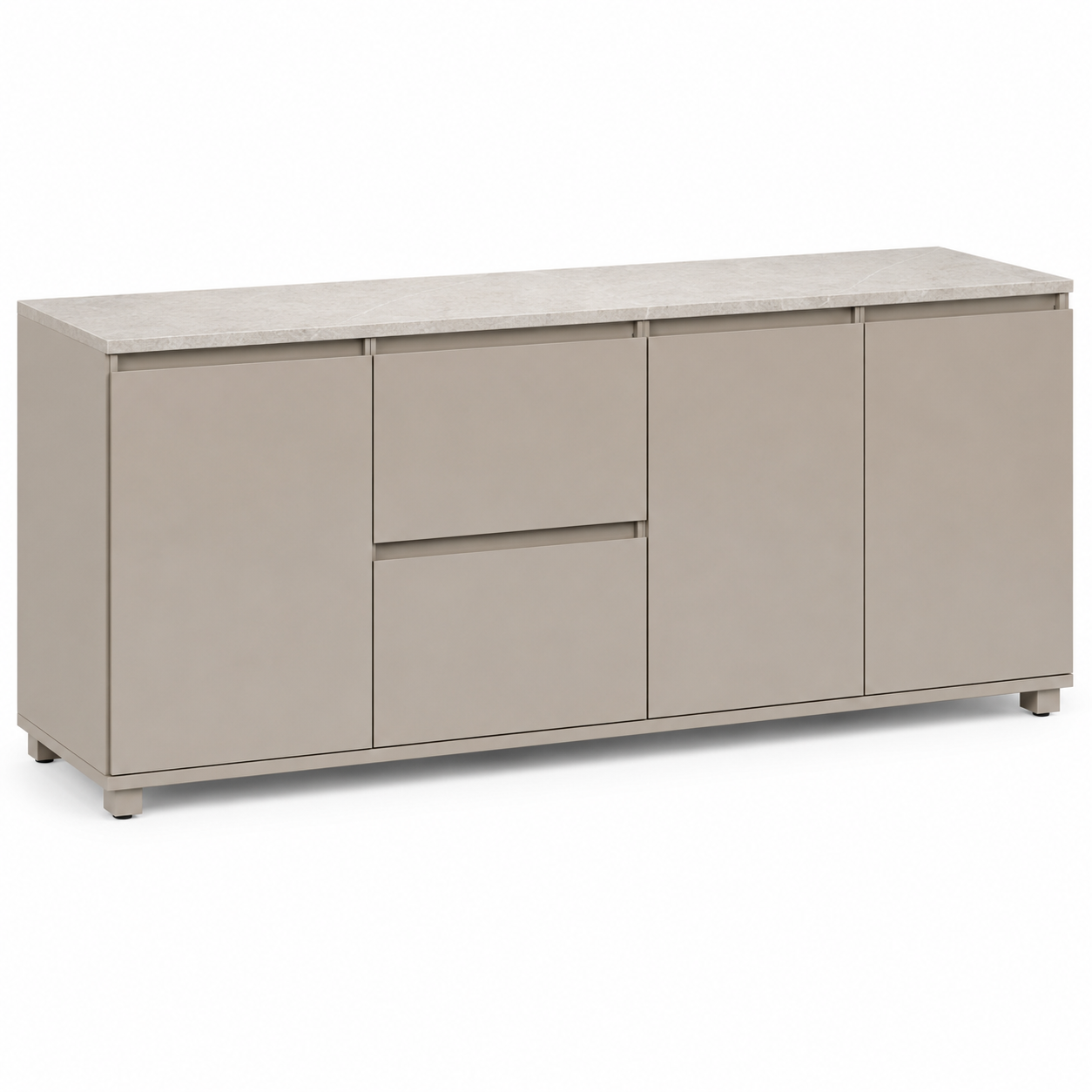 Sideboard Greige 160x42x76 cm mit Steinoptik Deckplatte
