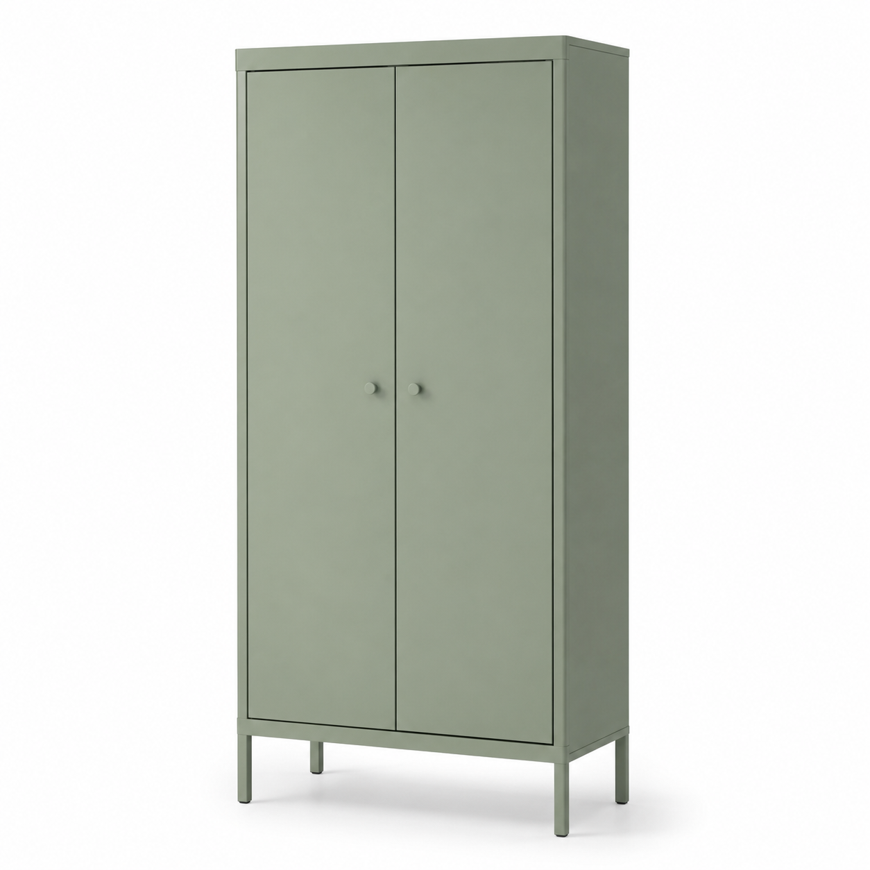 Schmaler Mehrzweckschrank Salbeigrün 70x35x150 cm für Wohnraum und Flur