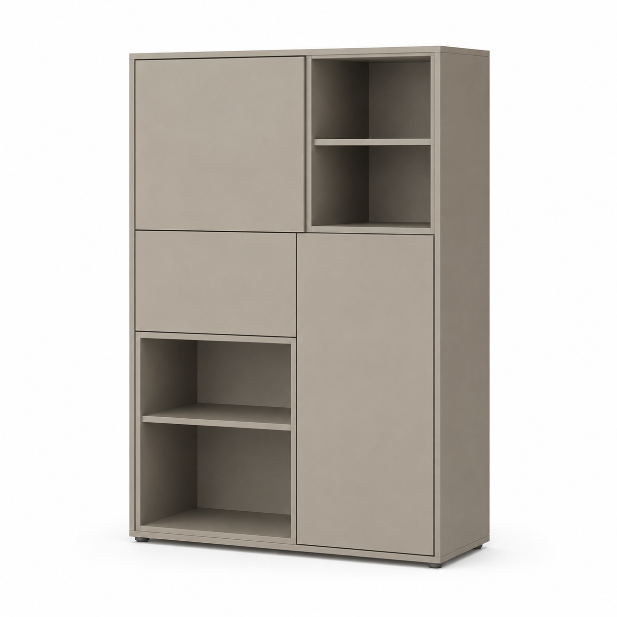 Highboard Sandgrau 110x40x145 cm mit asymmetrischen Fächern