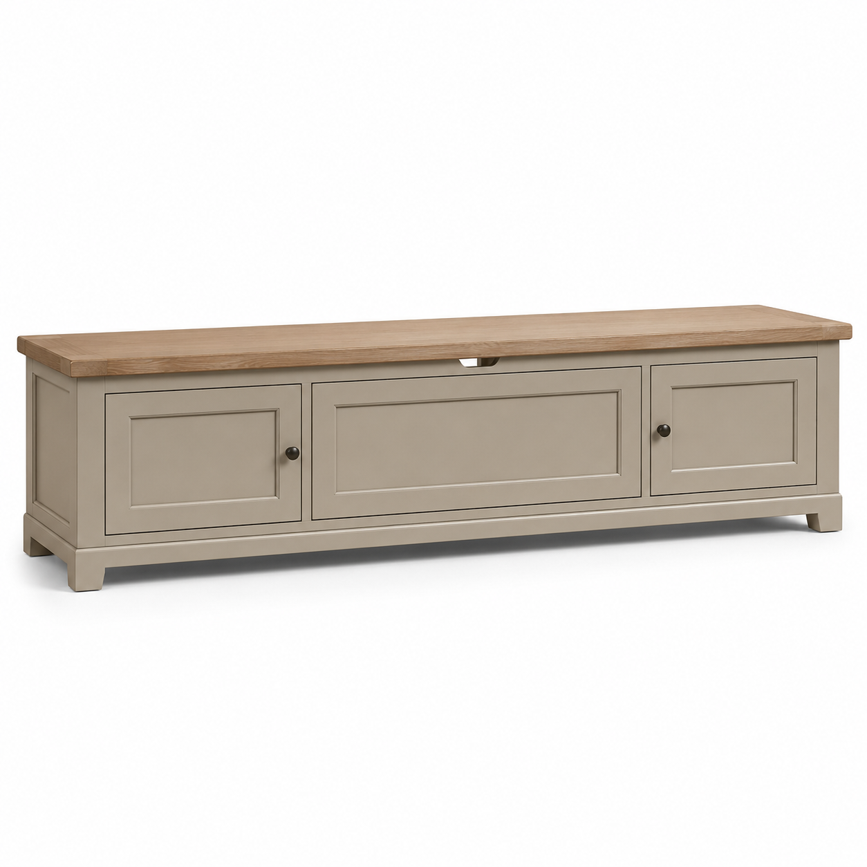 TV Lowboard Greige Eiche 200x42x50 cm im modernen Landhausstil