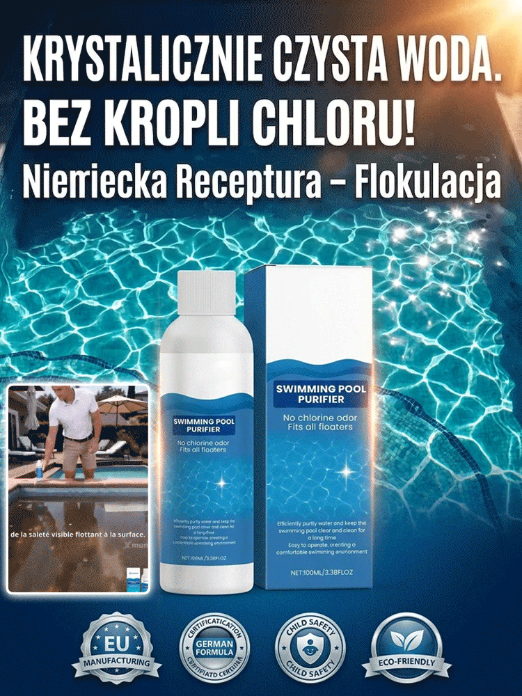 Niemiecka Formuła】Bezpieczny Koncentrat (Bez Chloru) | Krystaliczny Basen w Kilka Godzin! (-50% na Zestawy)