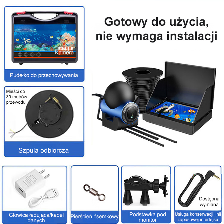 【Niezbędnik wędkarski】Podwodna Kamera Wędkarska 5MP | Noktowizor HD | Płatność przy odbiorze