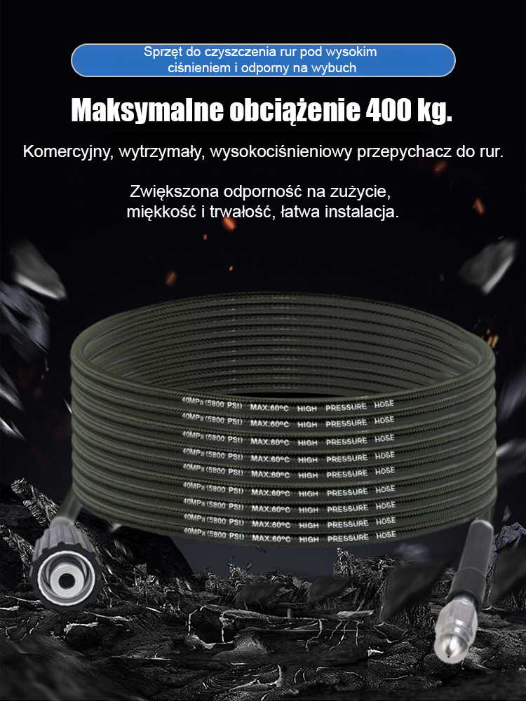 🛠️ Przeciwwybuchowy Wąż Kanalizacyjny | Jednym Ruchem Czyste | 400kg Pociągu