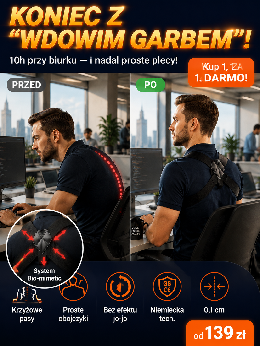 Dyskretny Pas Korygujący Postawę - Do Pracy przy Biurku (-50% OFF)