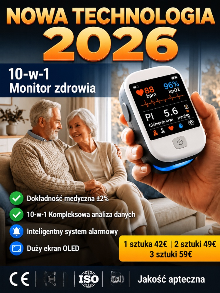 Domowy Monitor Zdrowia dla Seniora 10w1 z Ekranem OLED – Inteligentny Pulsoksymetr do Kontroli Serca (Rabat -50% + Płatność przy Odbiorze)