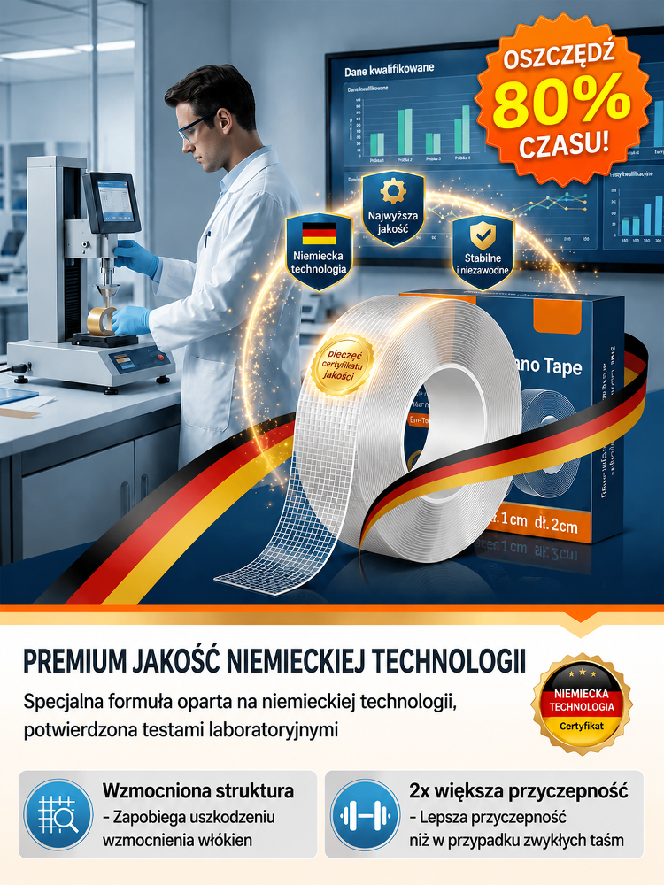 [Wyprzedaż -80% | Kup 4 Taniej] Taśma Dwustronna Nano z Siatką - Wysoka Lepkość Bez Śladów