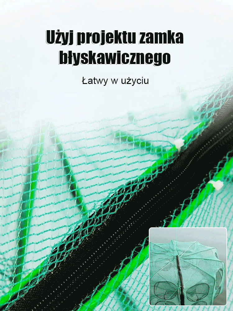 [Mistrz Wędkarstwa] Składana Klatka Na Ryby | 8 Wejść Anty-Ucieczkowych - Stalowa Rama