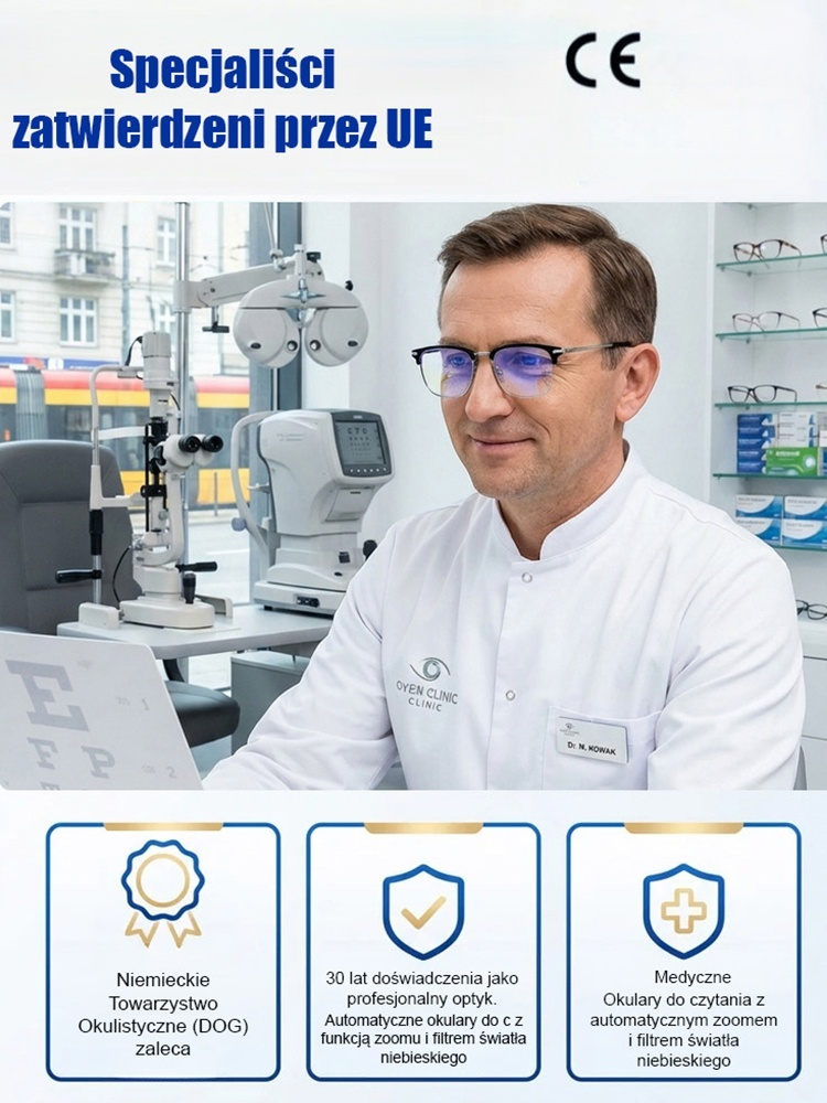 【-50% Taniej 】Automatyczne okulary do czytania z funkcją zoomu i filtrem światła niebieskiego