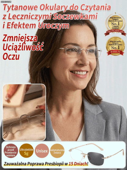 Okulary Bezramowe Tytanowe - Progresywny Filtr Blue Light + UV | -50% OFF