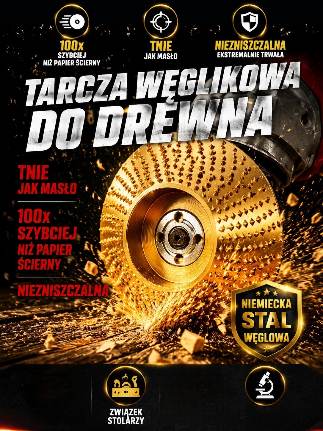 【-50%】Niemiecka Jakość: Profesjonalna Tarcza z Węglika Wolframu - Wydajne Szlifowanie (Płatność przy odbiorze)