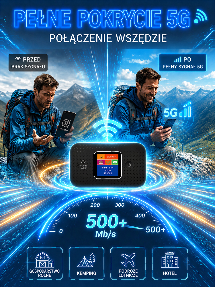 🌐 Przenośny Router WiFi 5G Bez SIM | 🌍 Globalny Zasięg i 🔋 Bateria 10h | 📦 Płatność przy Odbiorze + 🚚 Darmowa Dostawa