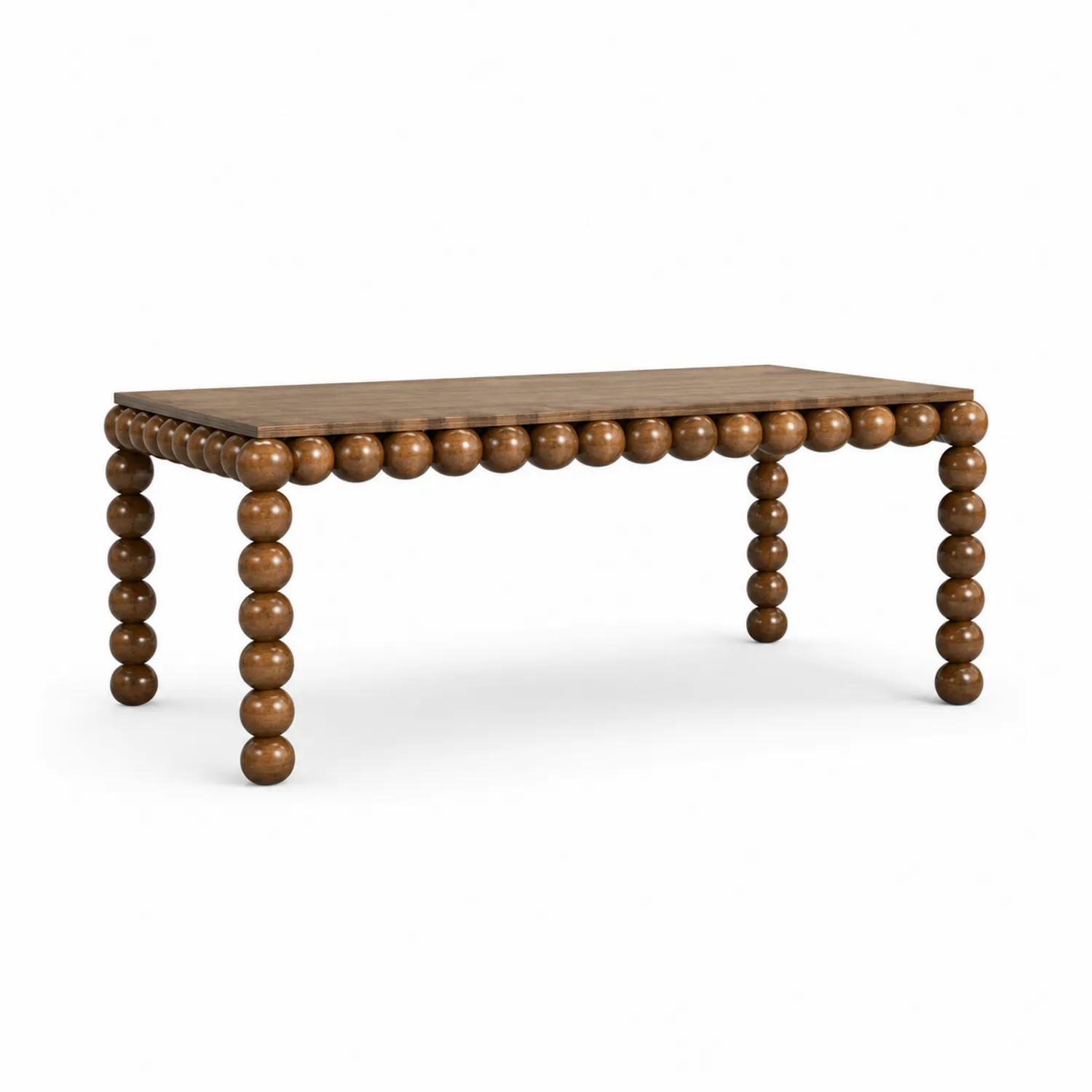 Tavolo Rettangolare in Legno con Gambe Rotonde Marroni