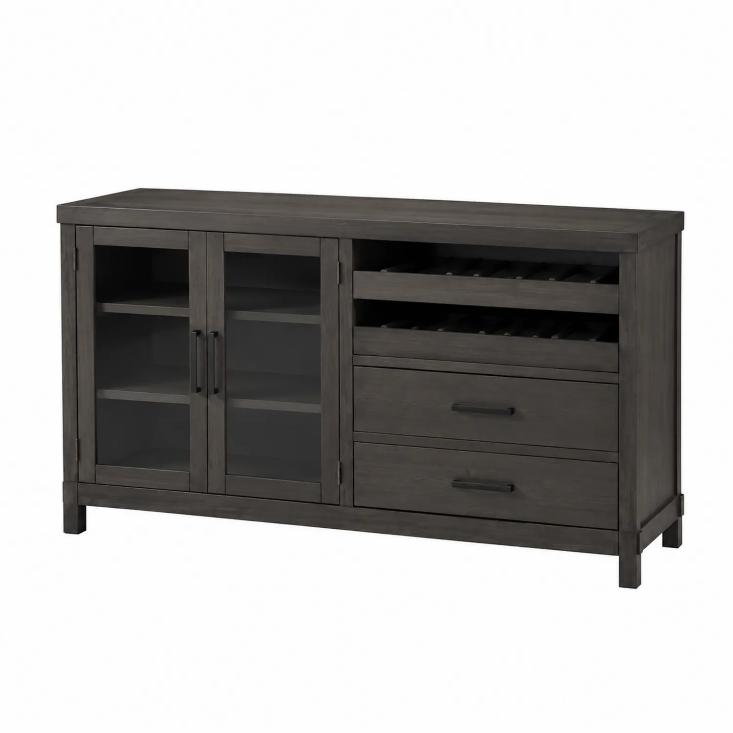 Credenza Rettangolare in Legno e Vetro Grigio