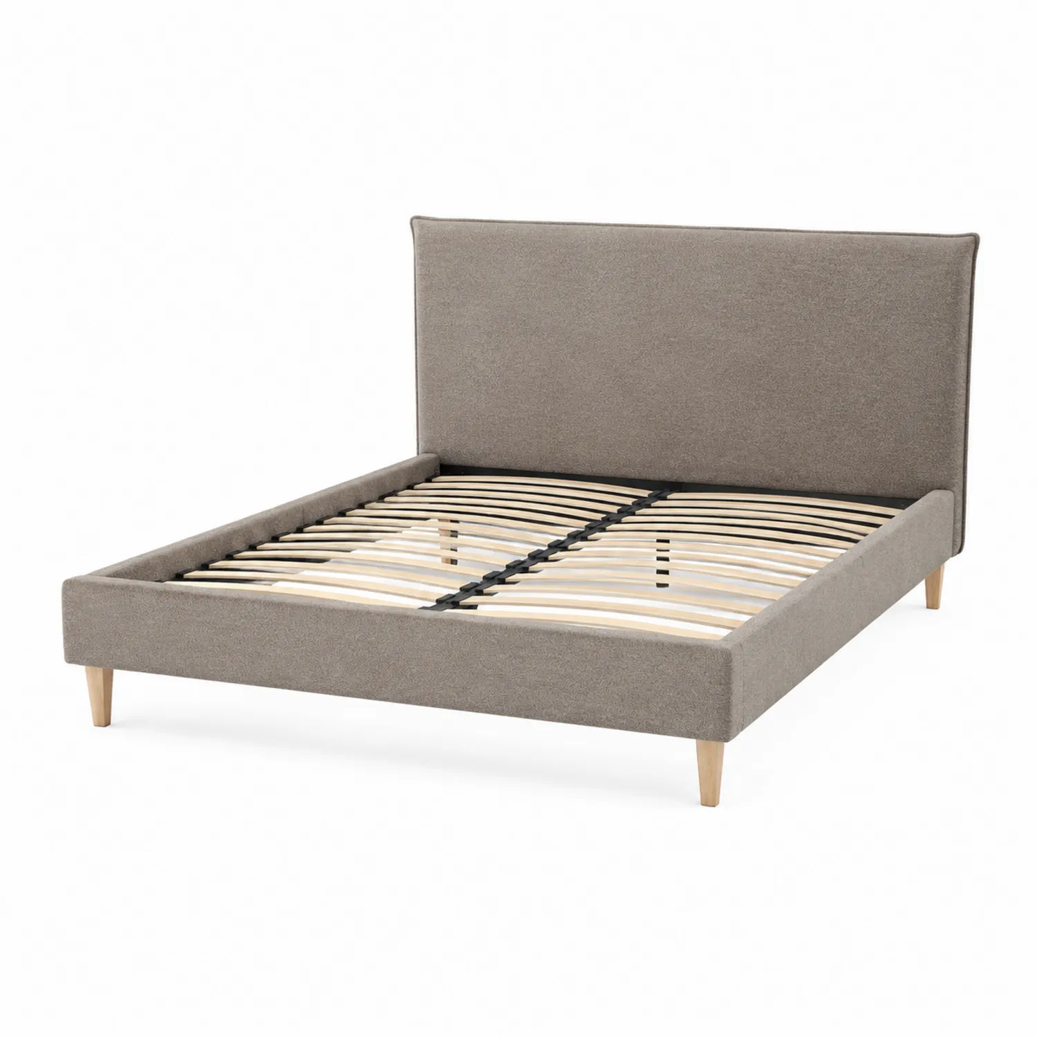 Letto matrimoniale in legno e tessuto Beige 200x160 cm