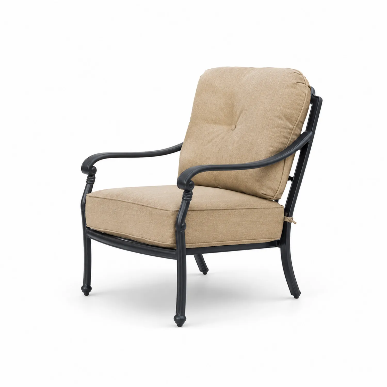 Poltrona da Esterno in Metallo con Cuscini in Tessuto Beige