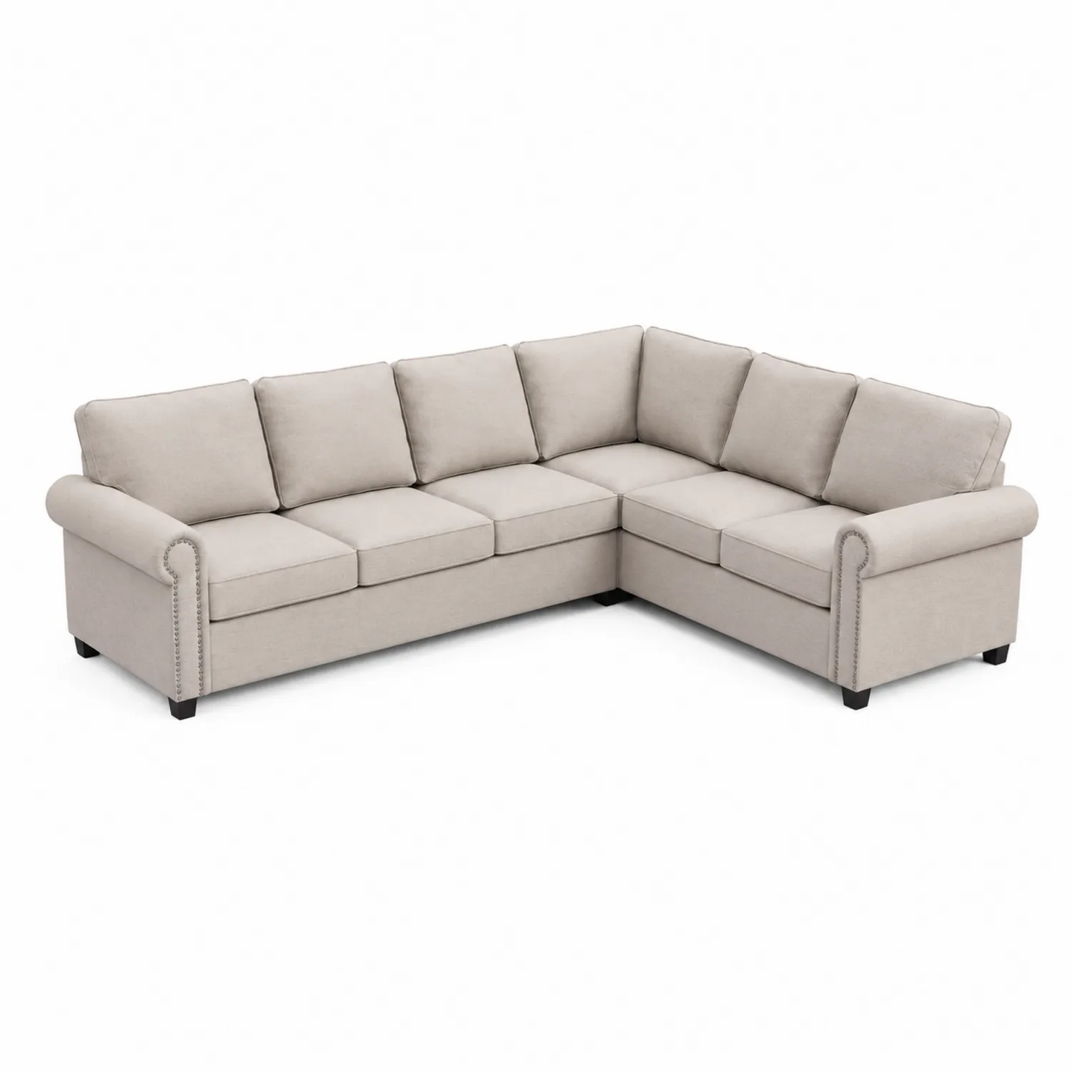 Divano angolare in tessuto beige