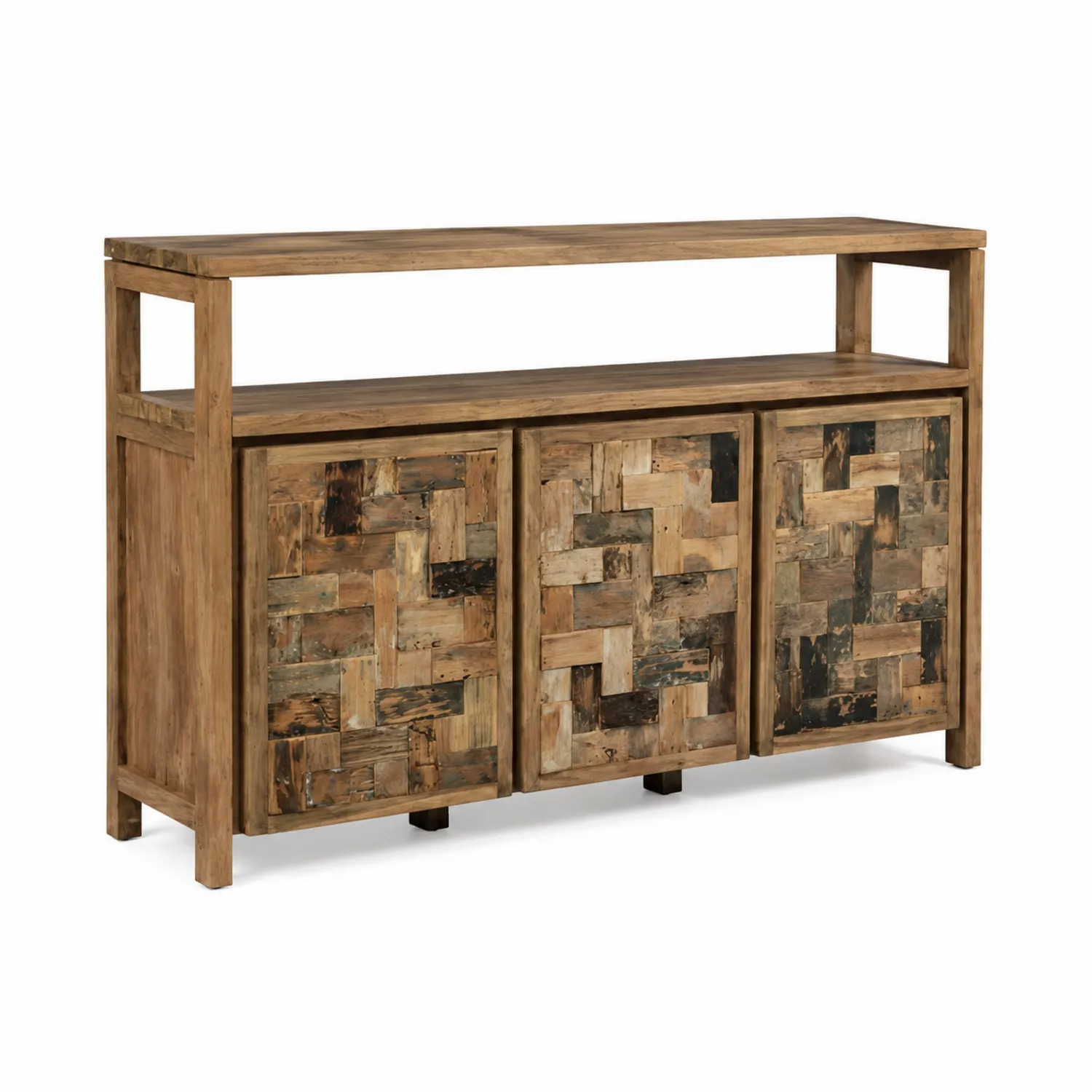 Credenza in Legno Massello di Teak con Ripiano Aggiuntivo