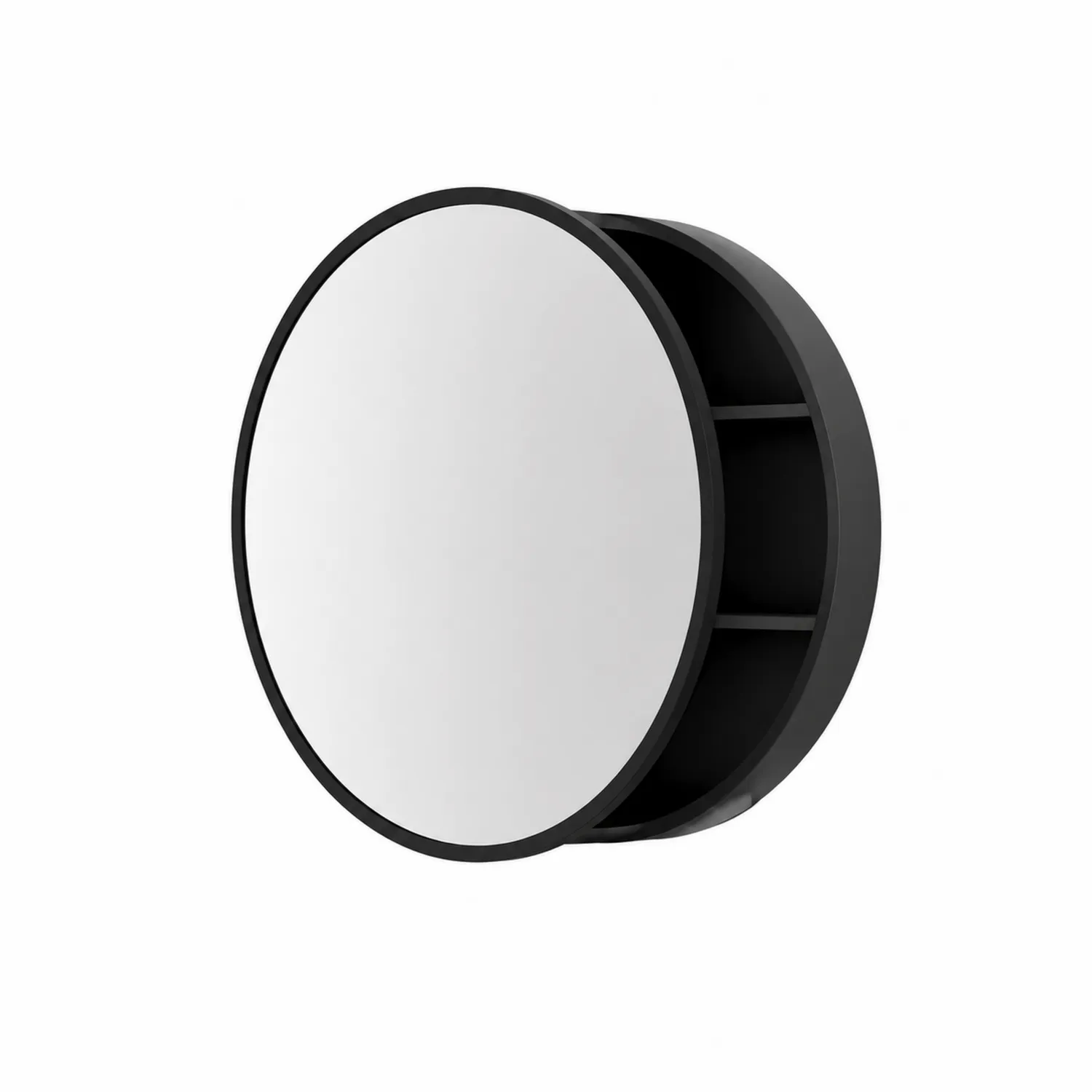 Specchiera Rotonda con Mensole in Vetro Temperato e Metallo Verniciato, Diametro 50 cm
