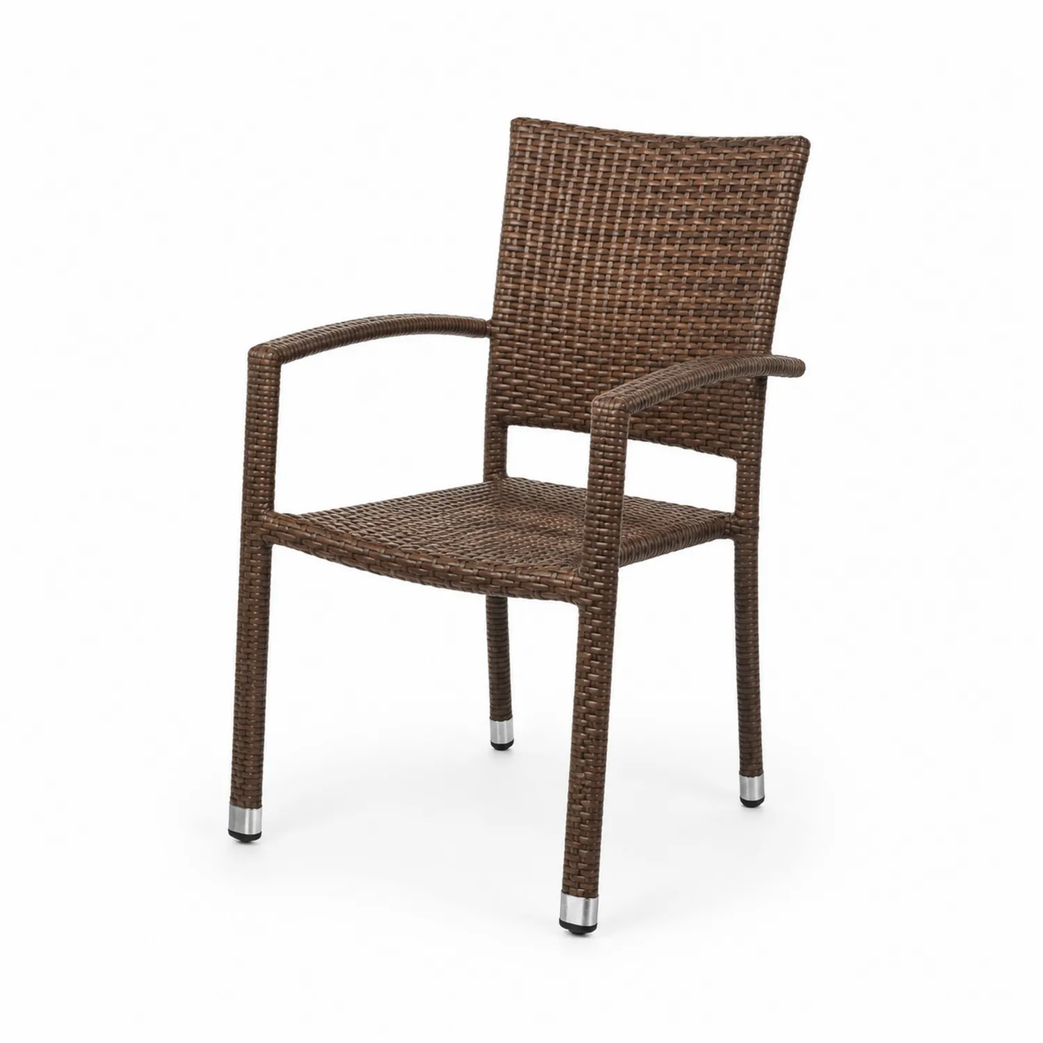 Sedia in Rattan Marrone per Esterno con Braccioli