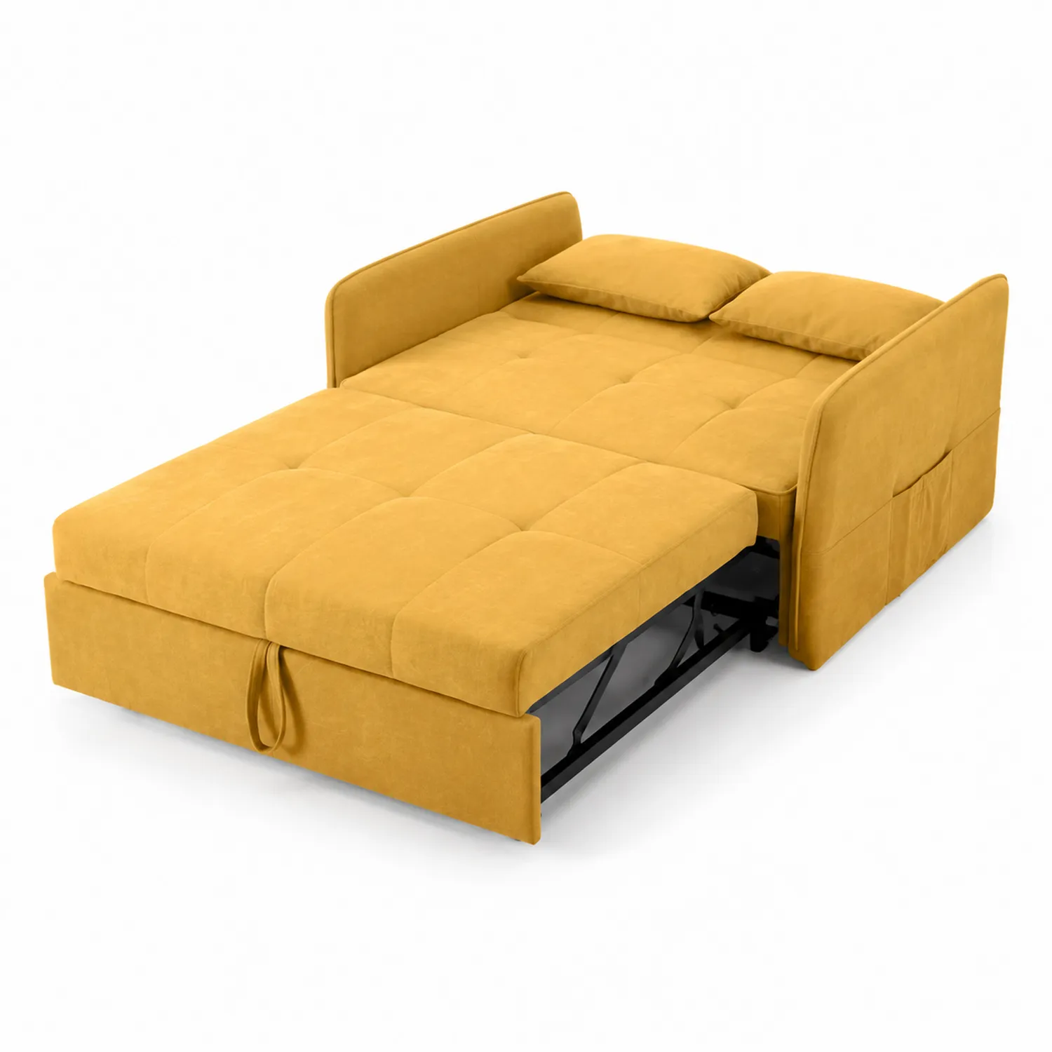 Divano Letto Due Posti in Tessuto Giallo