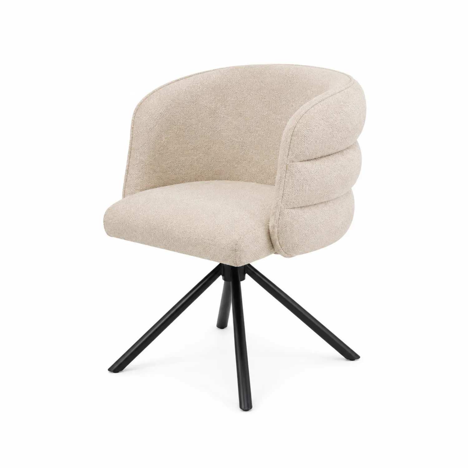 Sedia in poliestere con gambe in metallo nero, Beige