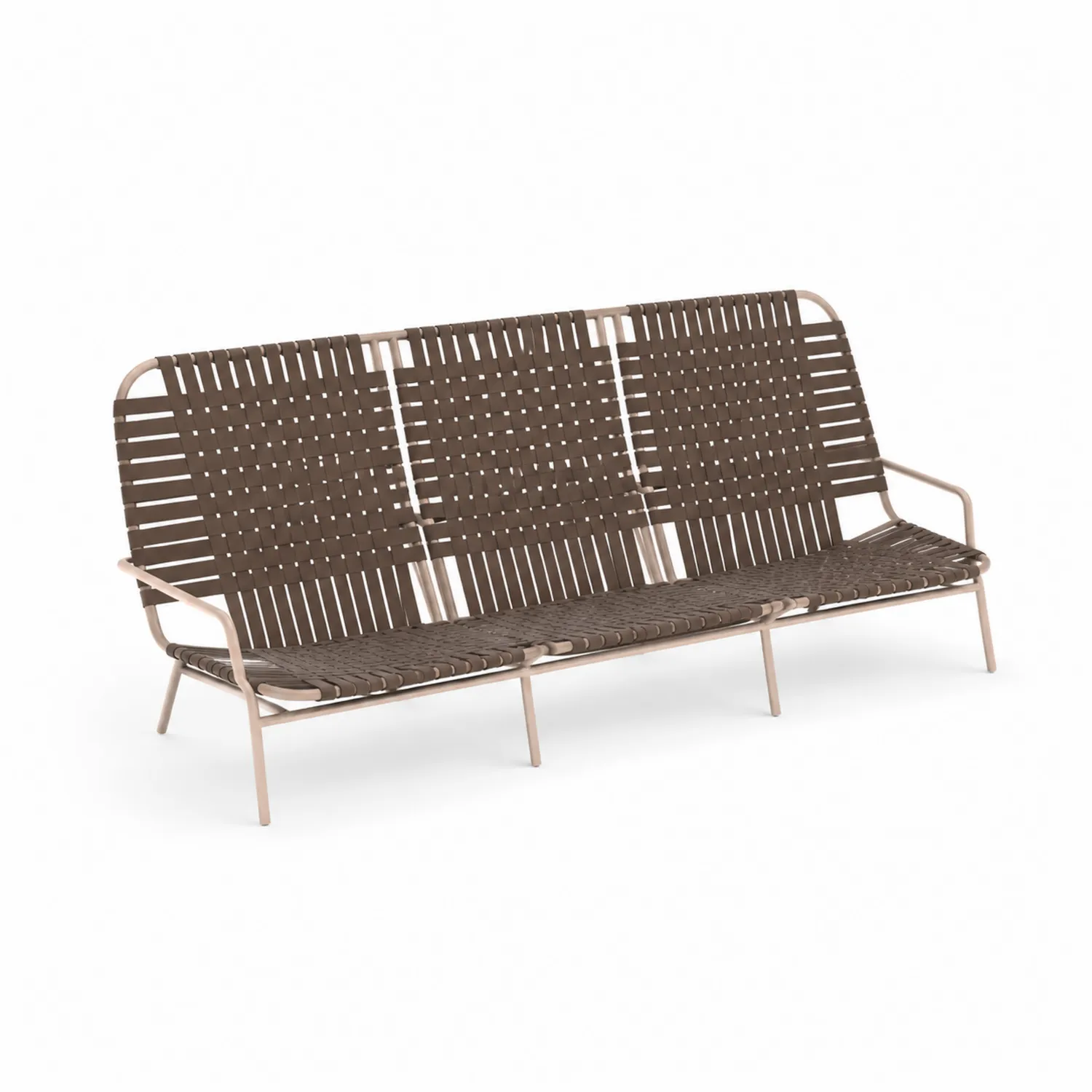 Divano da giardino in metallo e poliestere Intrecciato Marrone