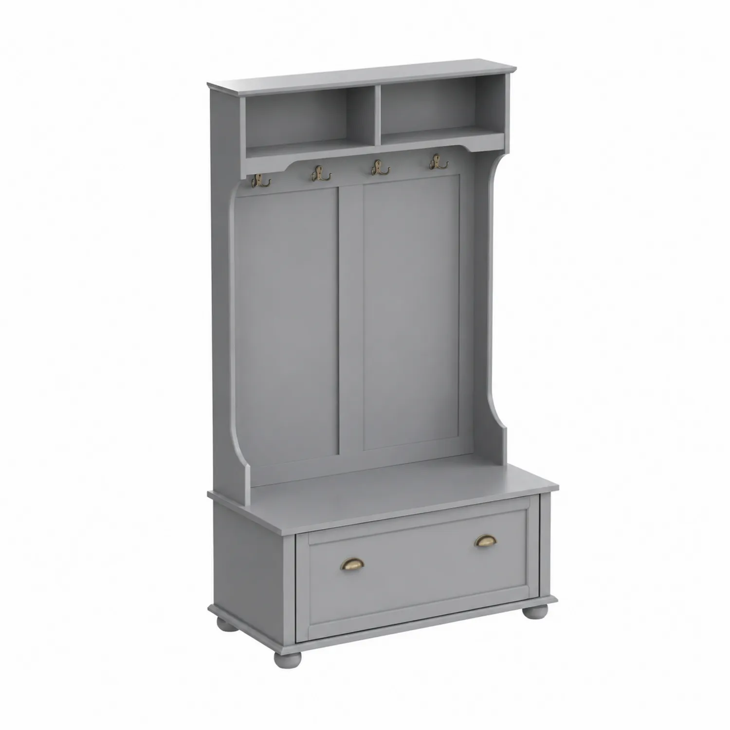 Appendiabiti in MDF con Cassetto e Ripiani Grigio