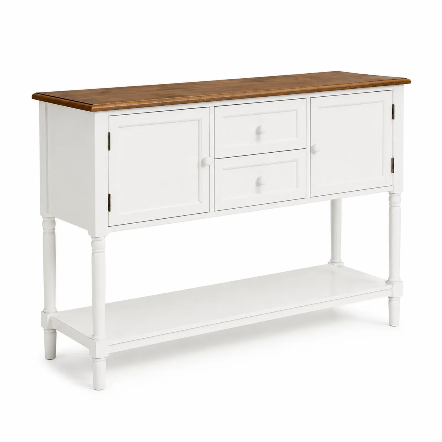 Consolle in Legno con Ripiano e Cassetti Bianco/Naturale