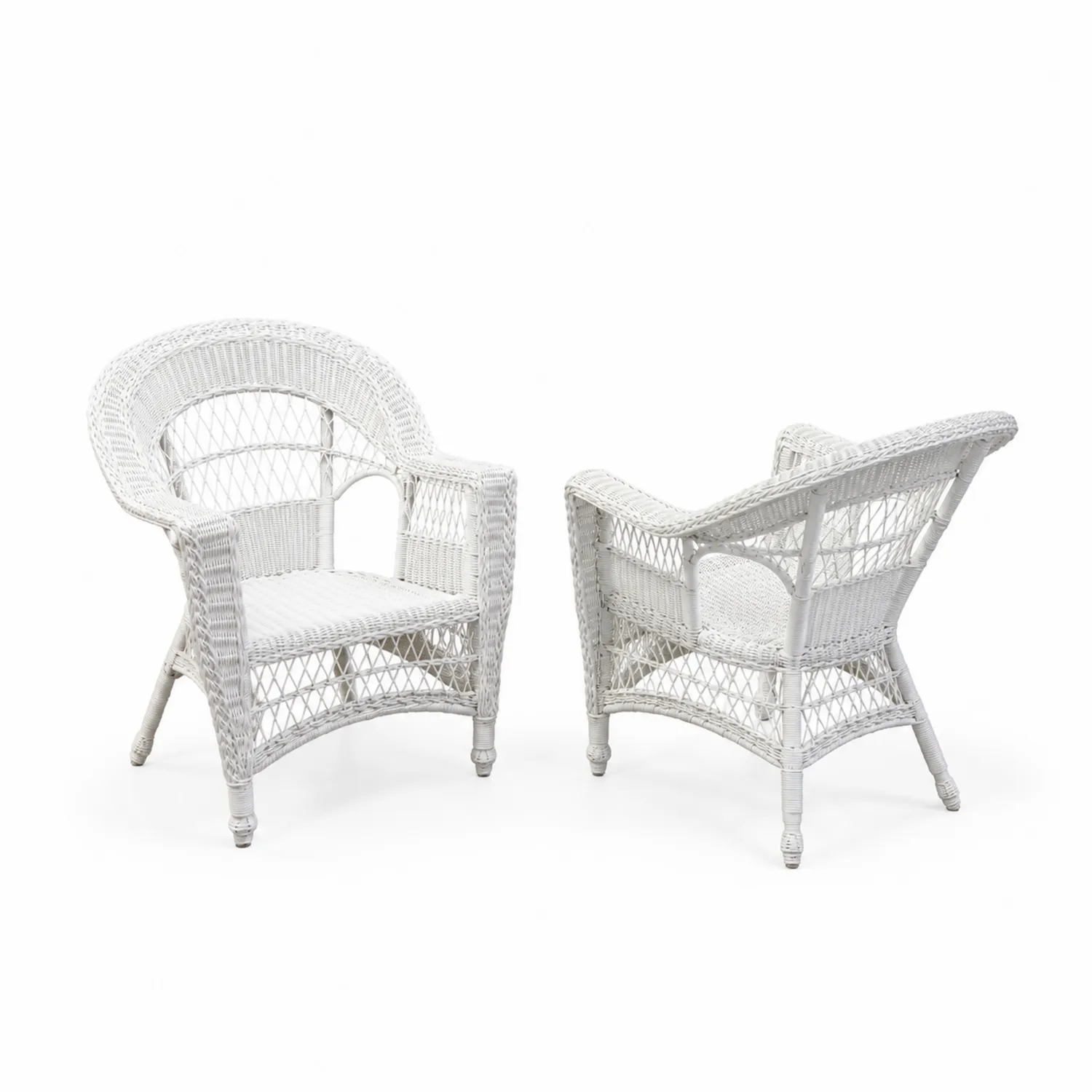 Set di 2 Poltrone in Rattan Intrecciato Bianco