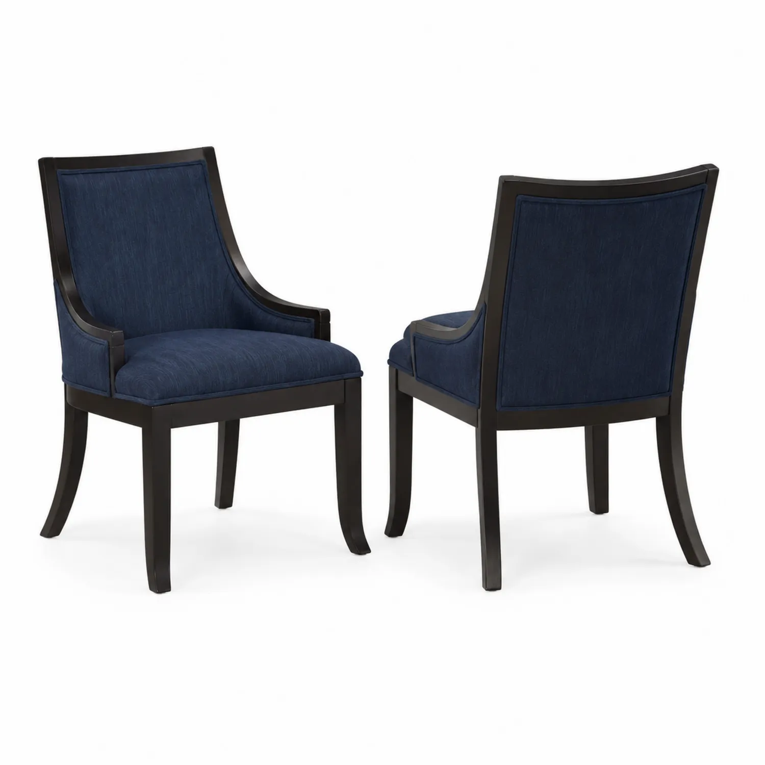 Set di 2 sedie in legno con rivestimento in poliestere blu