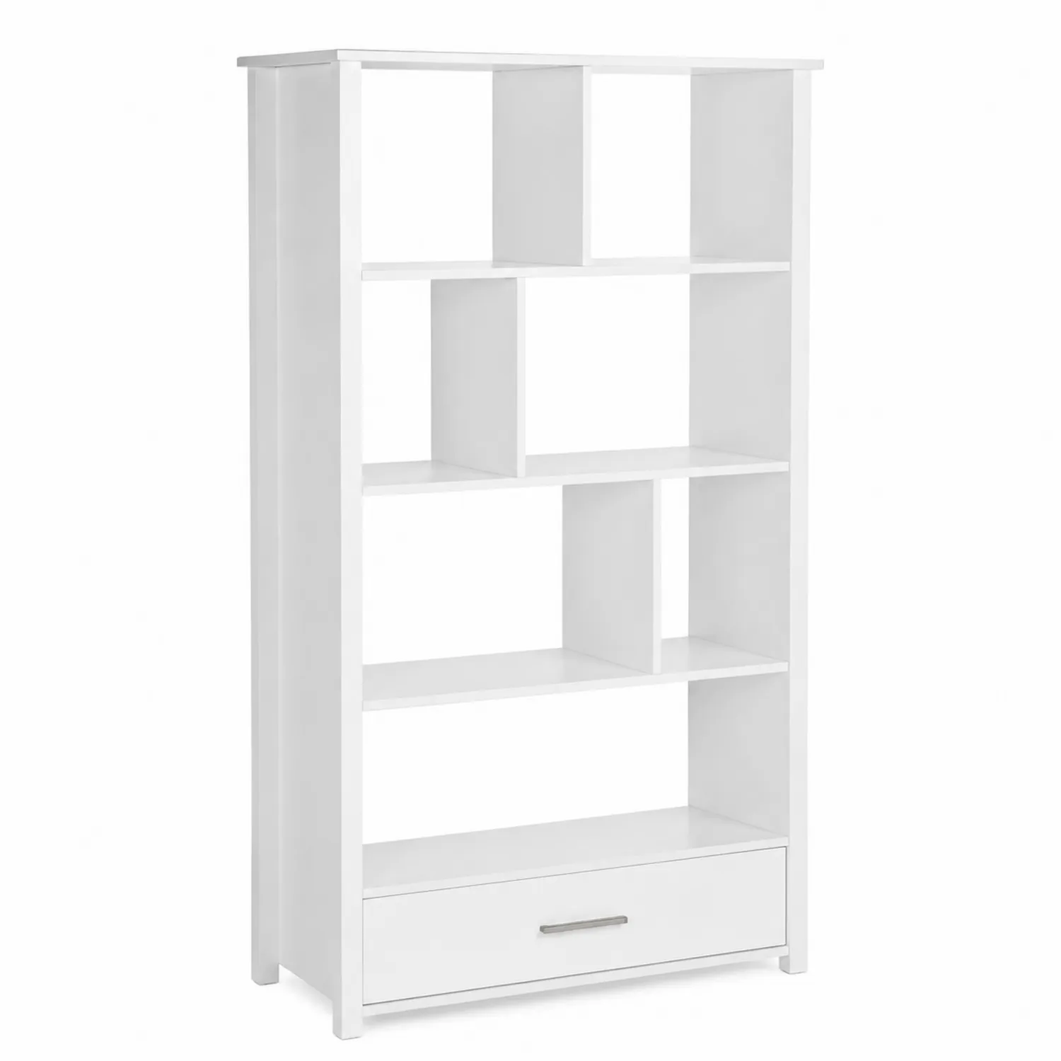 Libreria a Ripiani con Cassetto Bianco in Legno MDF