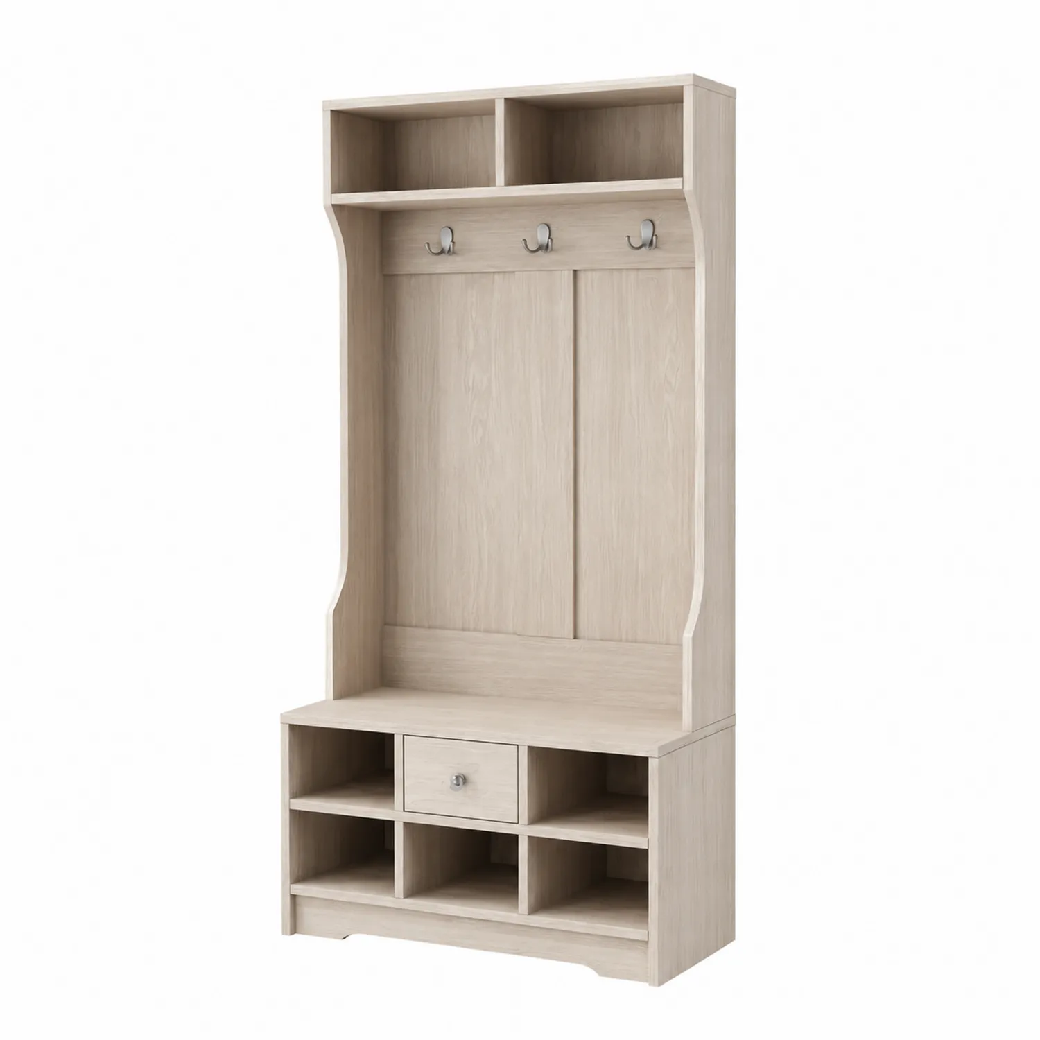 Porta abiti in MDF con mensole e cassetto