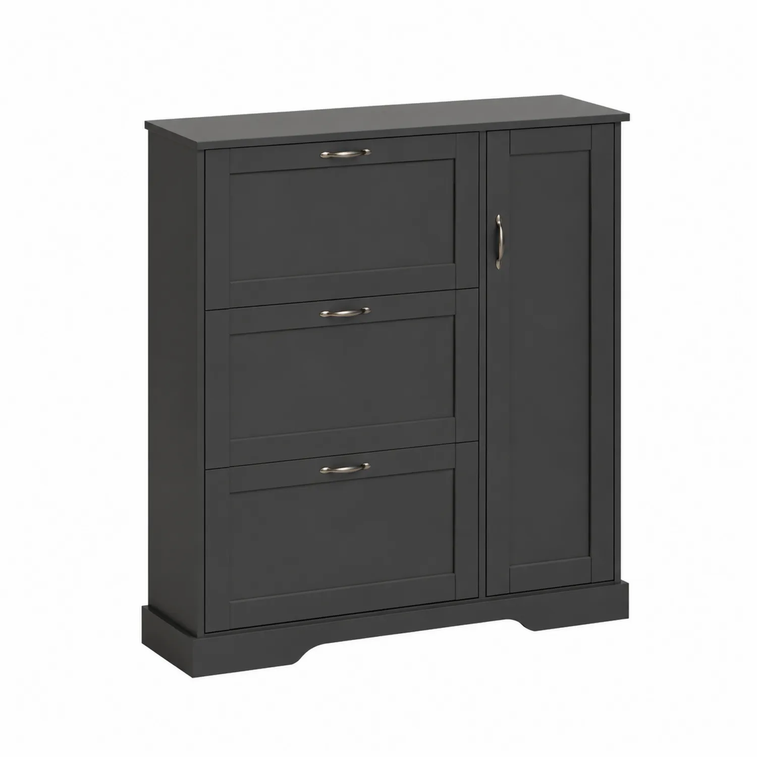 Scarpiera Tre Ripiani con Armadio in MDF Nero
