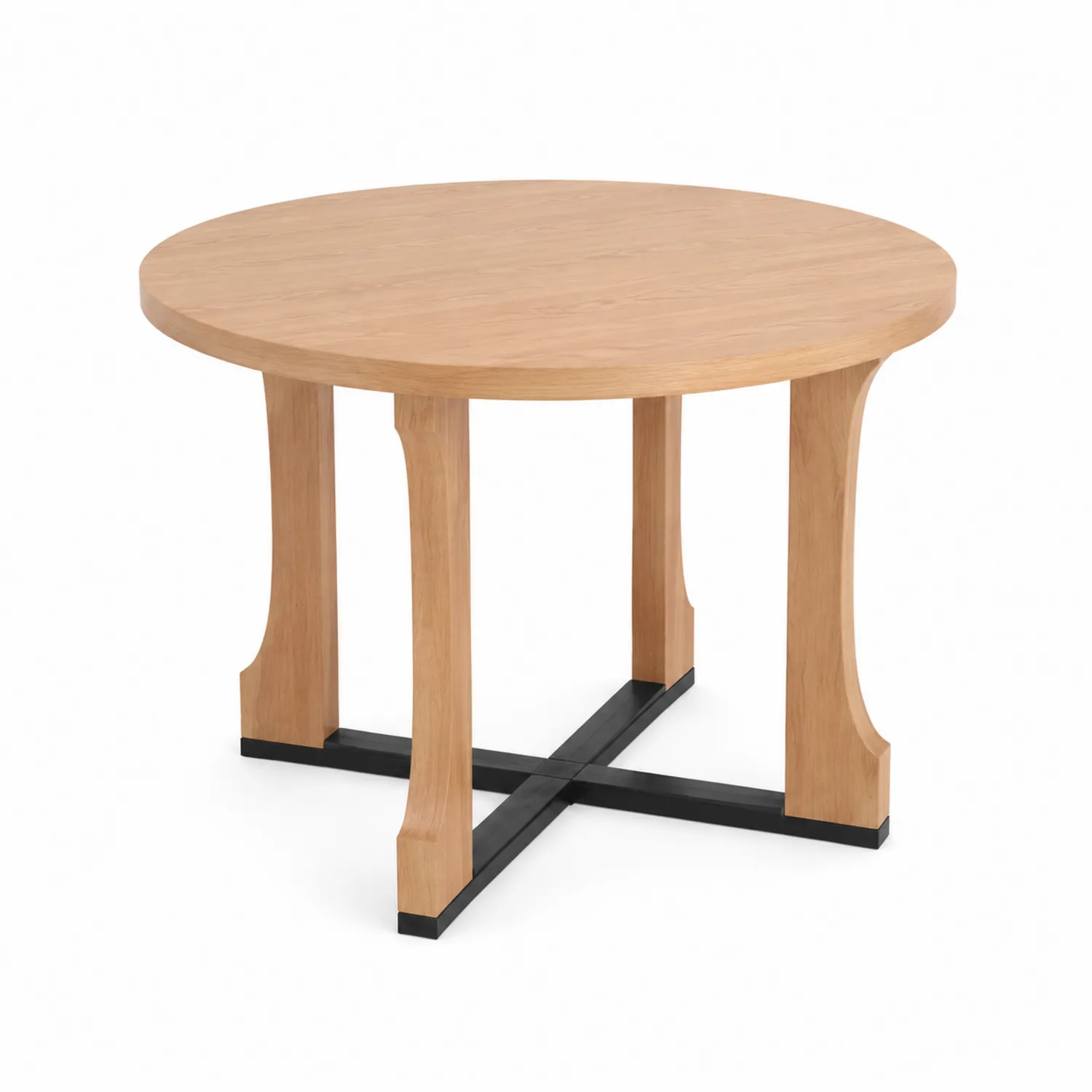 Tavolo da pranzo rotondo in legno e metallo 120 cm Naturale