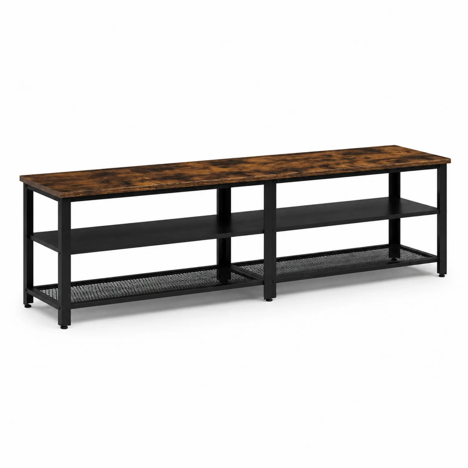 Mobile TV in legno e acciaio con ripiani 147x40x50 cm