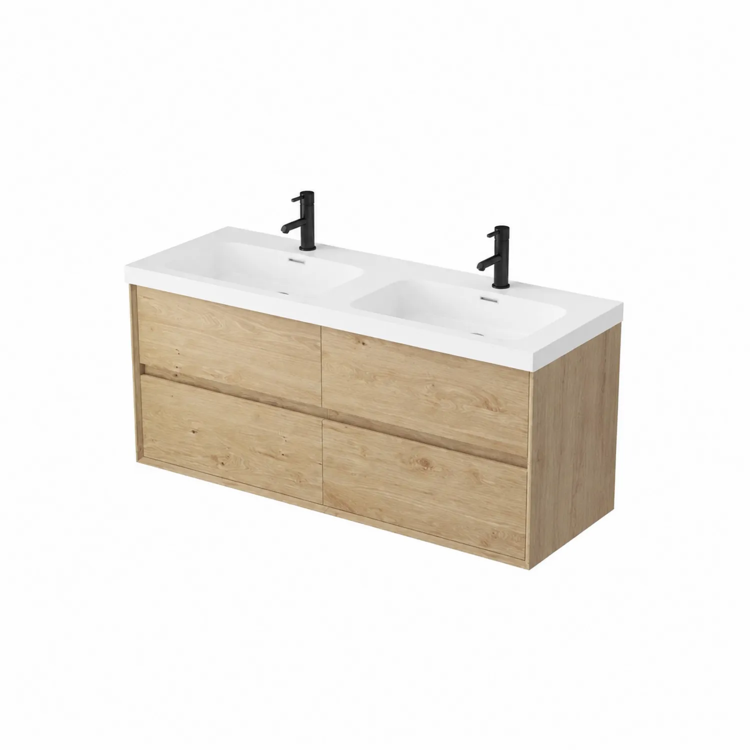 Mobile lavabo doppio in MDF e ceramica bianca