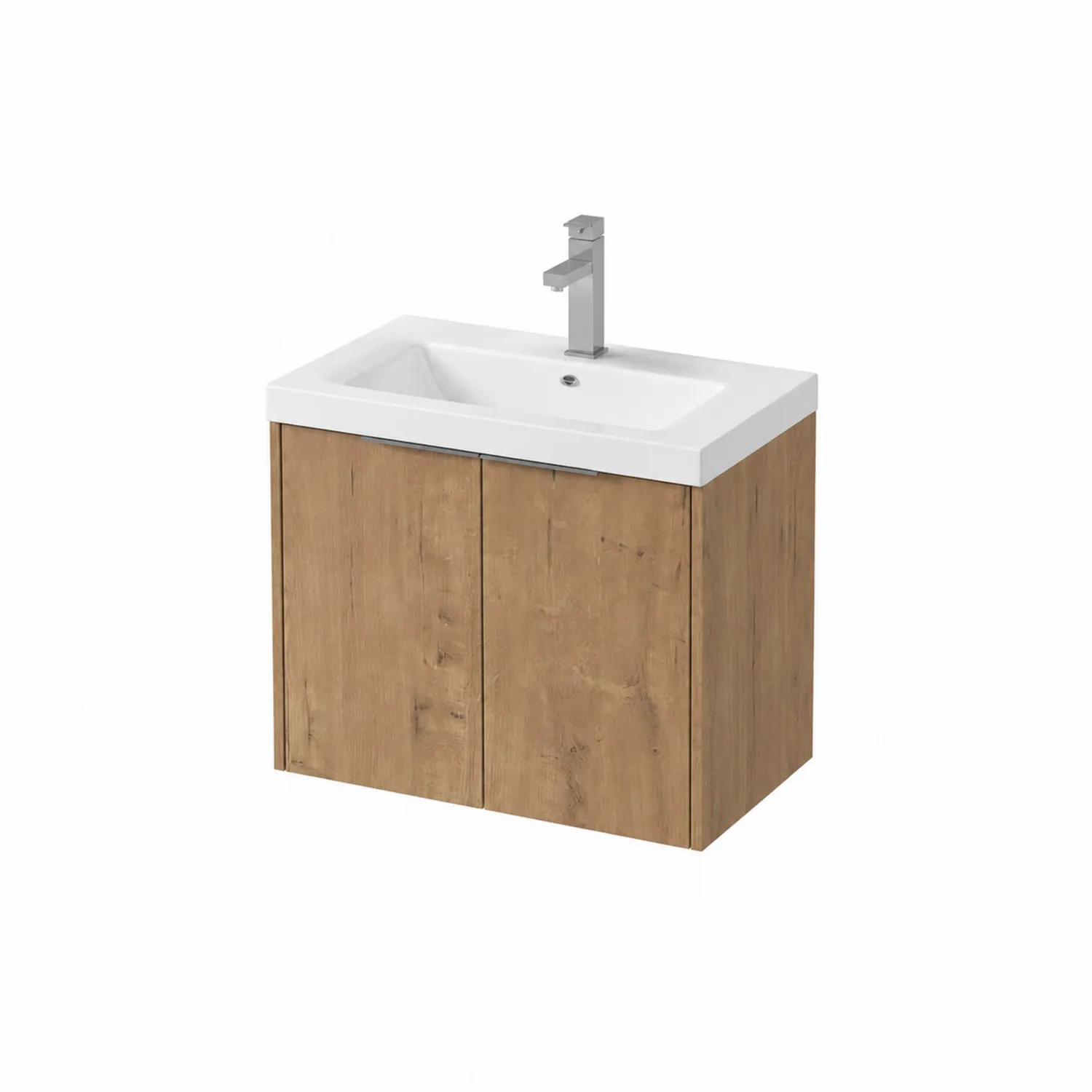 Mobile lavabo in MDF e lavandino in ceramica 60 cm Marrone/Bianco