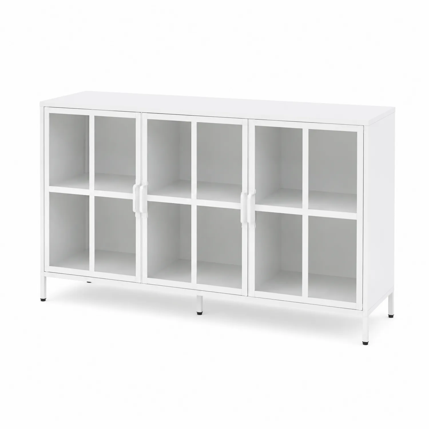 Credenza in Metallo e Vetro Temperato Bianco 120x40x85 cm