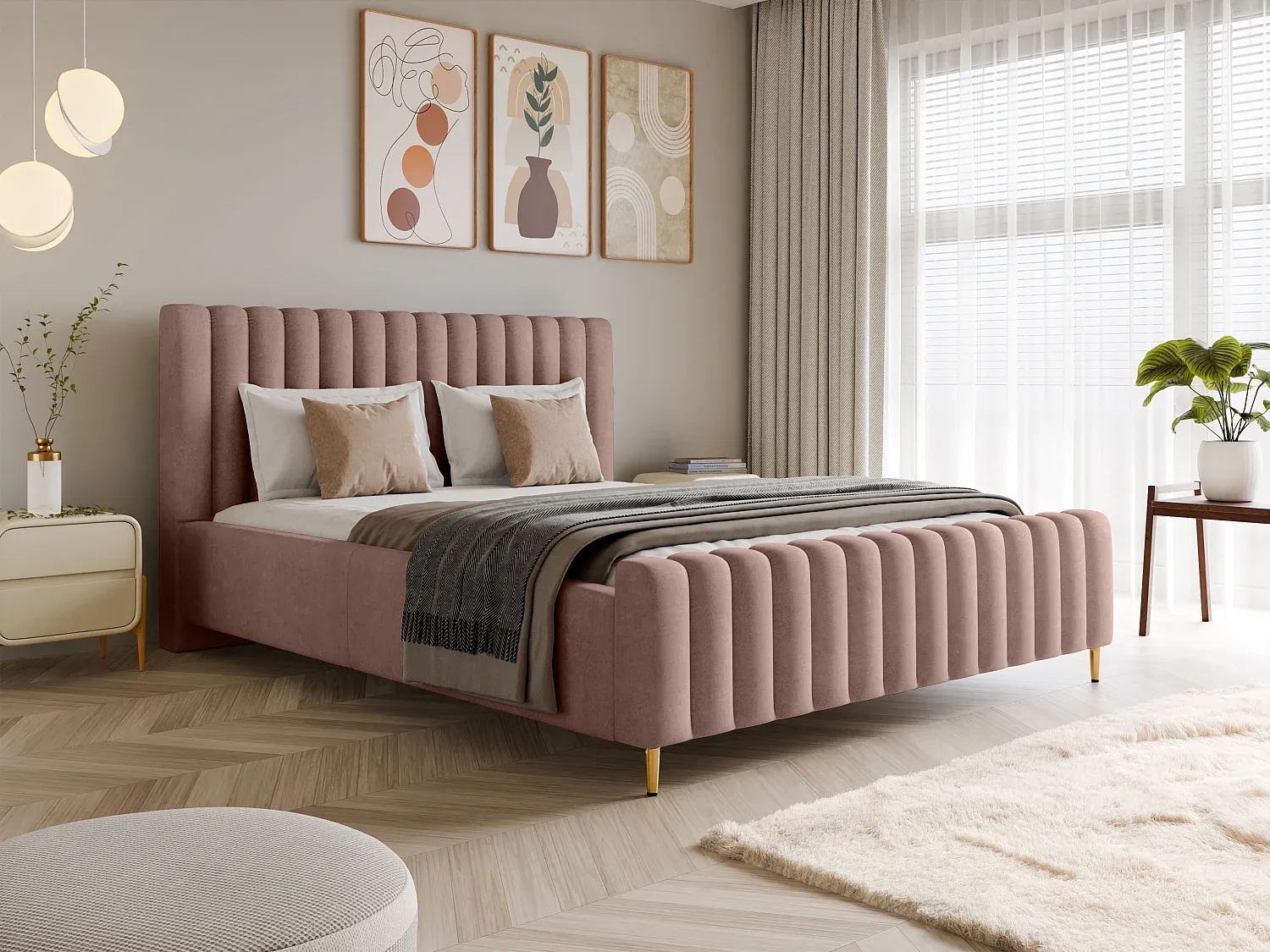 Schlafzimmer,Bereich Bett,Bett mit Bettkasten-COZYAVENA