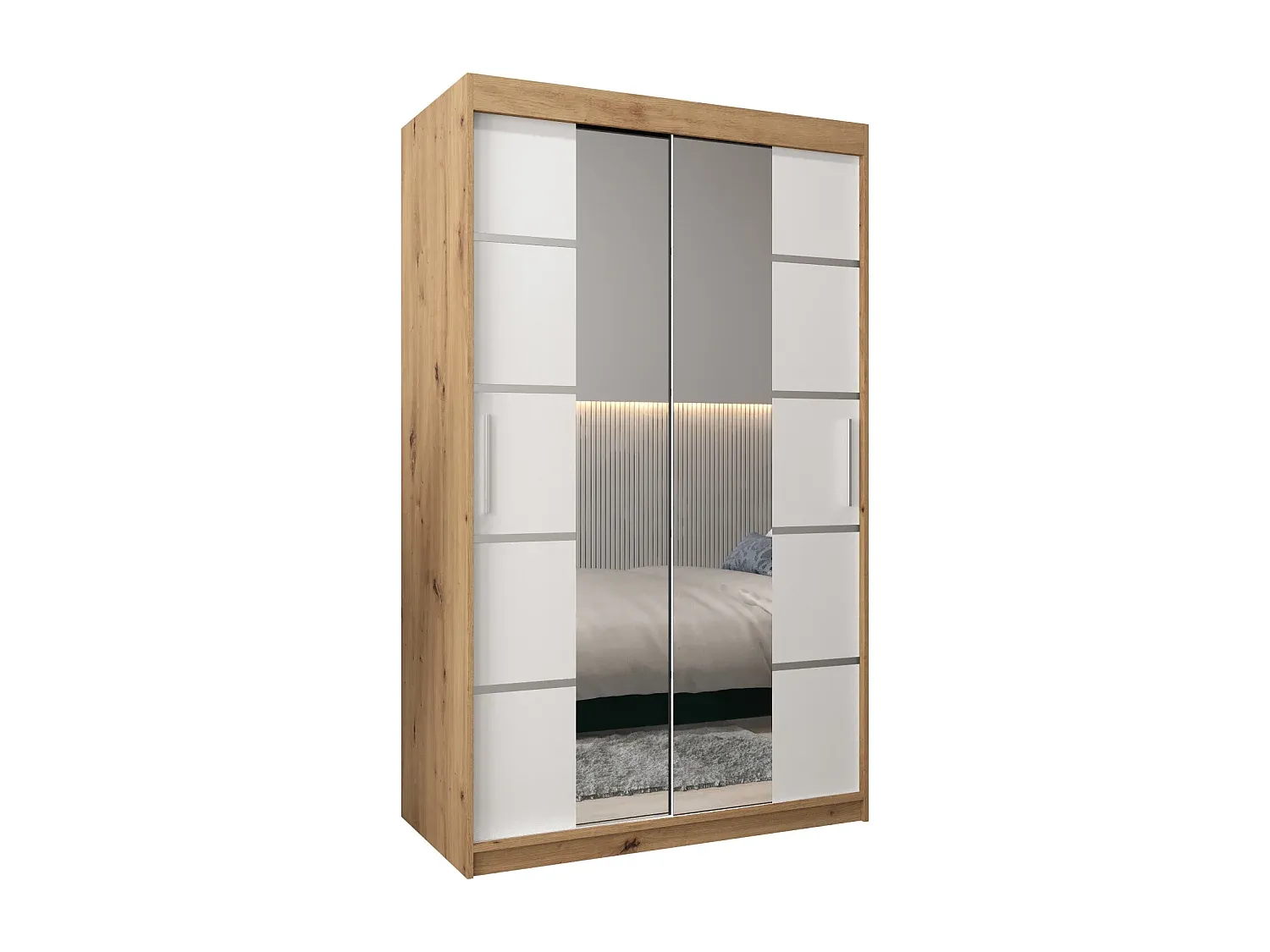 Moderner Kleiderschrank mit Schwebetüren in Weiß-COZYAVENA