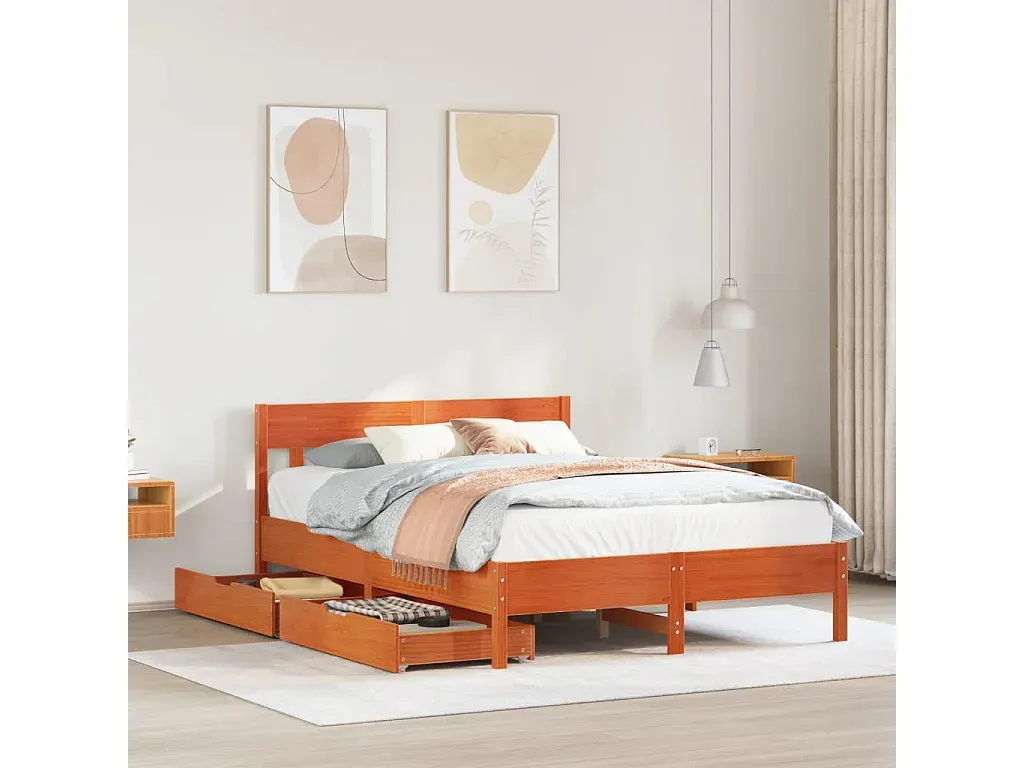 Robustes Bettgestell aus Kiefernholz 120x190 cm-COZYAVENA