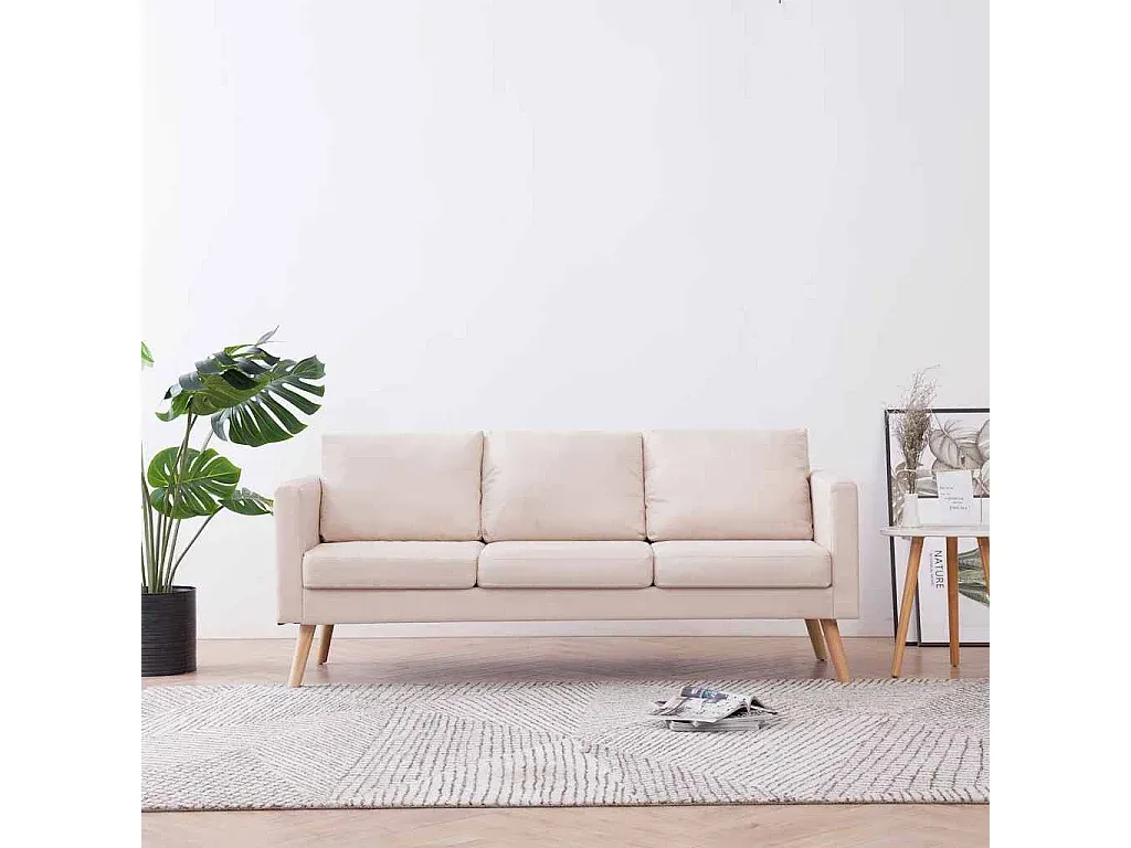 Gemütliches Sofa mit Stoffbezug in Cremeweiß-COZYAVENA