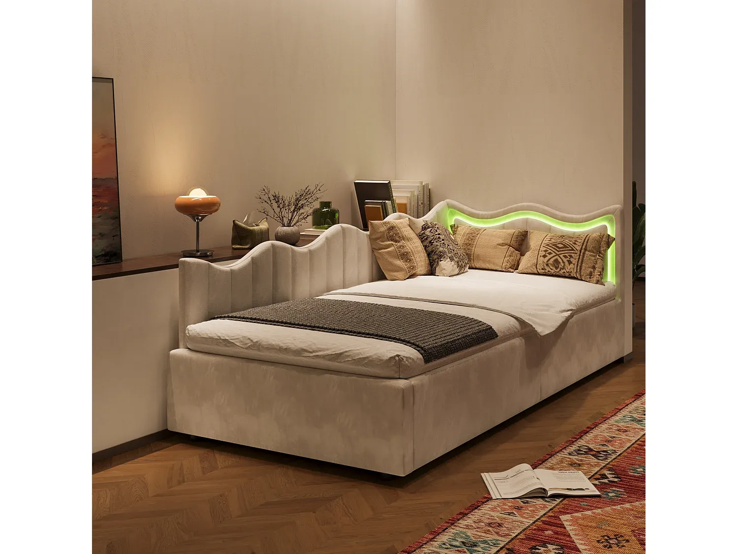 Schlafzimmer,Bereich Bett,Bett mit Bettkasten-COZYAVENA