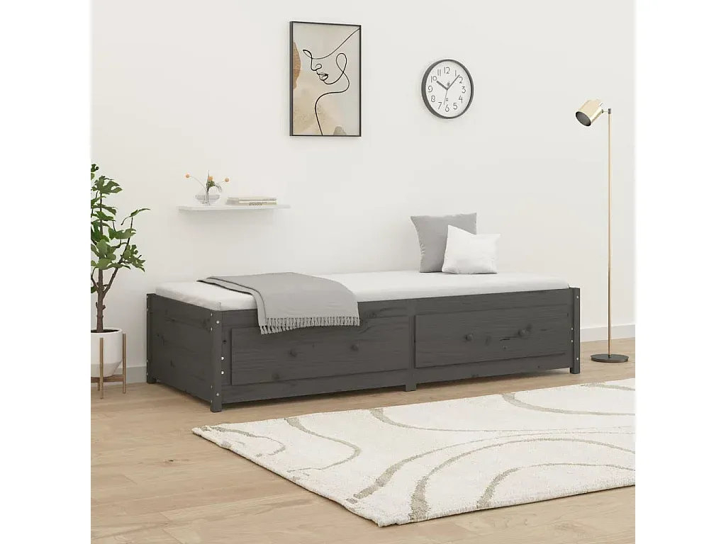 Massivholz Tagesbett 90x200 cm in Grau-COZYAVENA