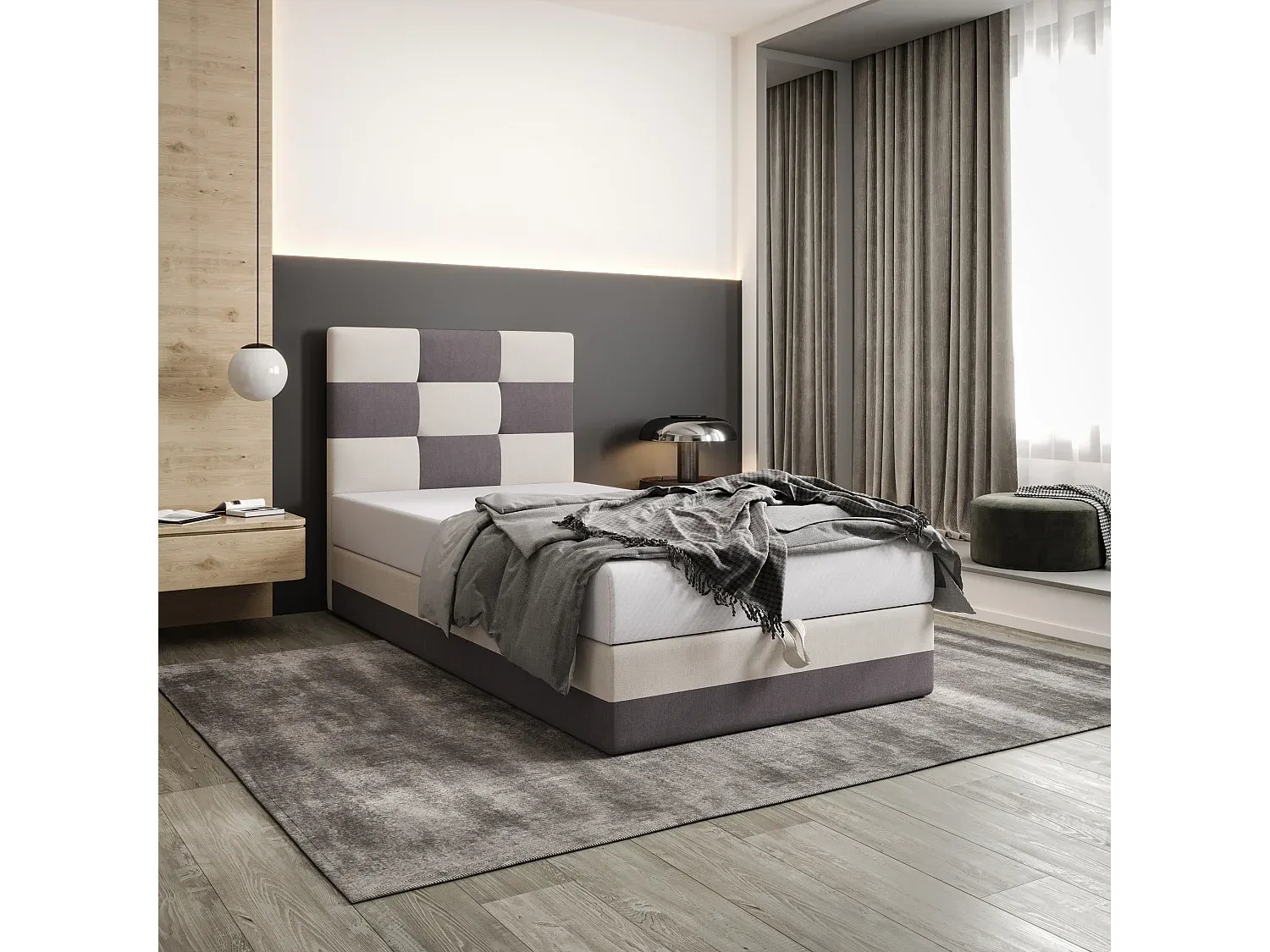 Komfortables Boxspringbett 120x200 mit Hohem Kopfteil-COZYAVENA