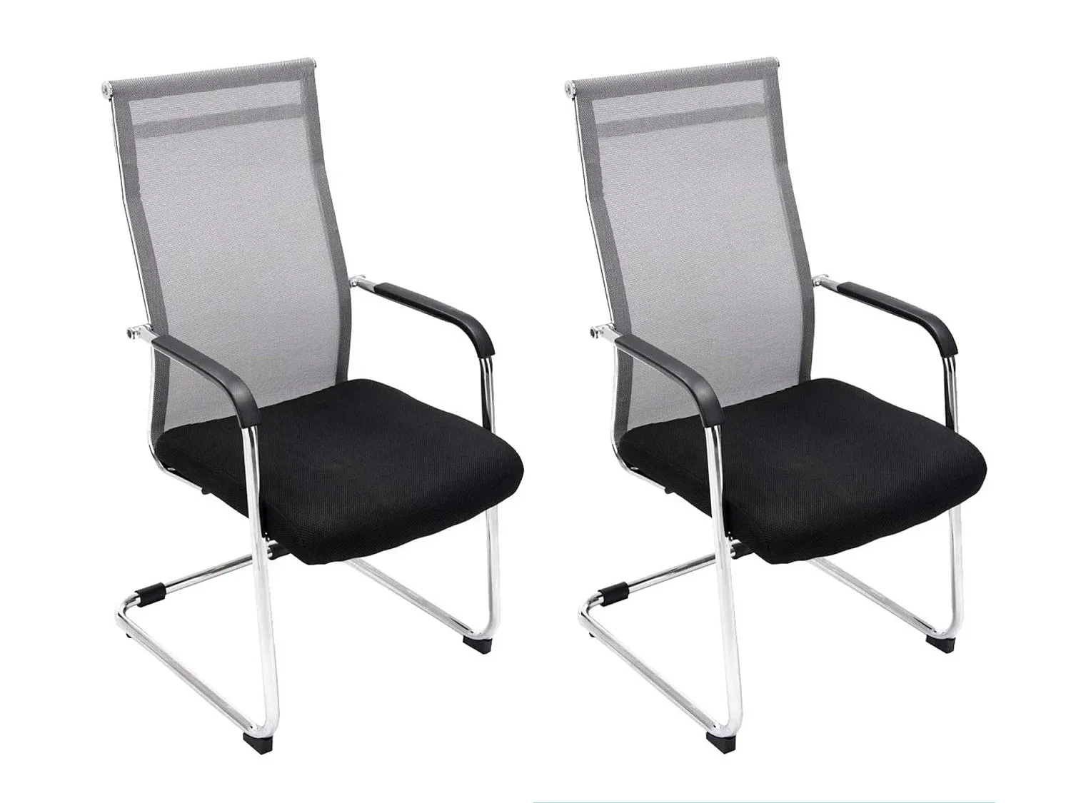 Moderner Esszimmerstuhl im 2er Set, Kunstleder, Grau-COZYAVENA
