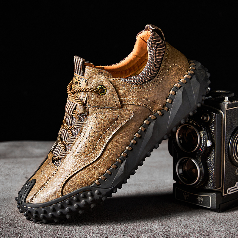 (⏰70%OFF🔥)Men’s Vintage Leather Hiking Shoes – Genuine Leather, Orthopedic Arch Support, Wide Toe Box, Waterproof, Breathable, Hand-Sewn, Non-Slip, Lightweight Shoes for Driving & Walking