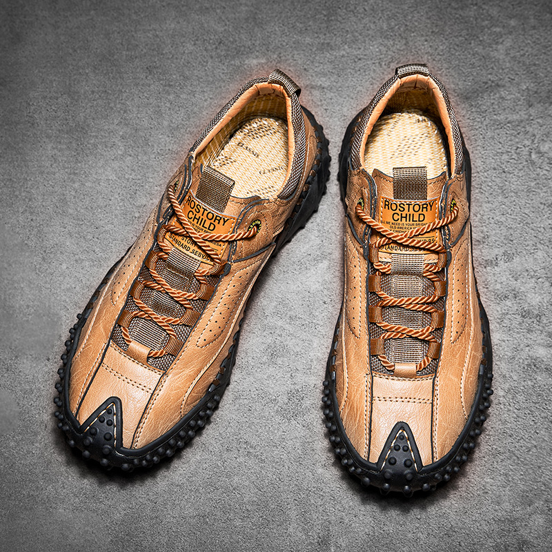 (⏰70%OFF🔥)Men’s Vintage Leather Hiking Shoes – Genuine Leather, Orthopedic Arch Support, Wide Toe Box, Waterproof, Breathable, Hand-Sewn, Non-Slip, Lightweight Shoes for Driving & Walking