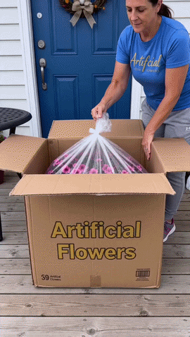 Artificial Petunias Flowers unpacking and display GIF